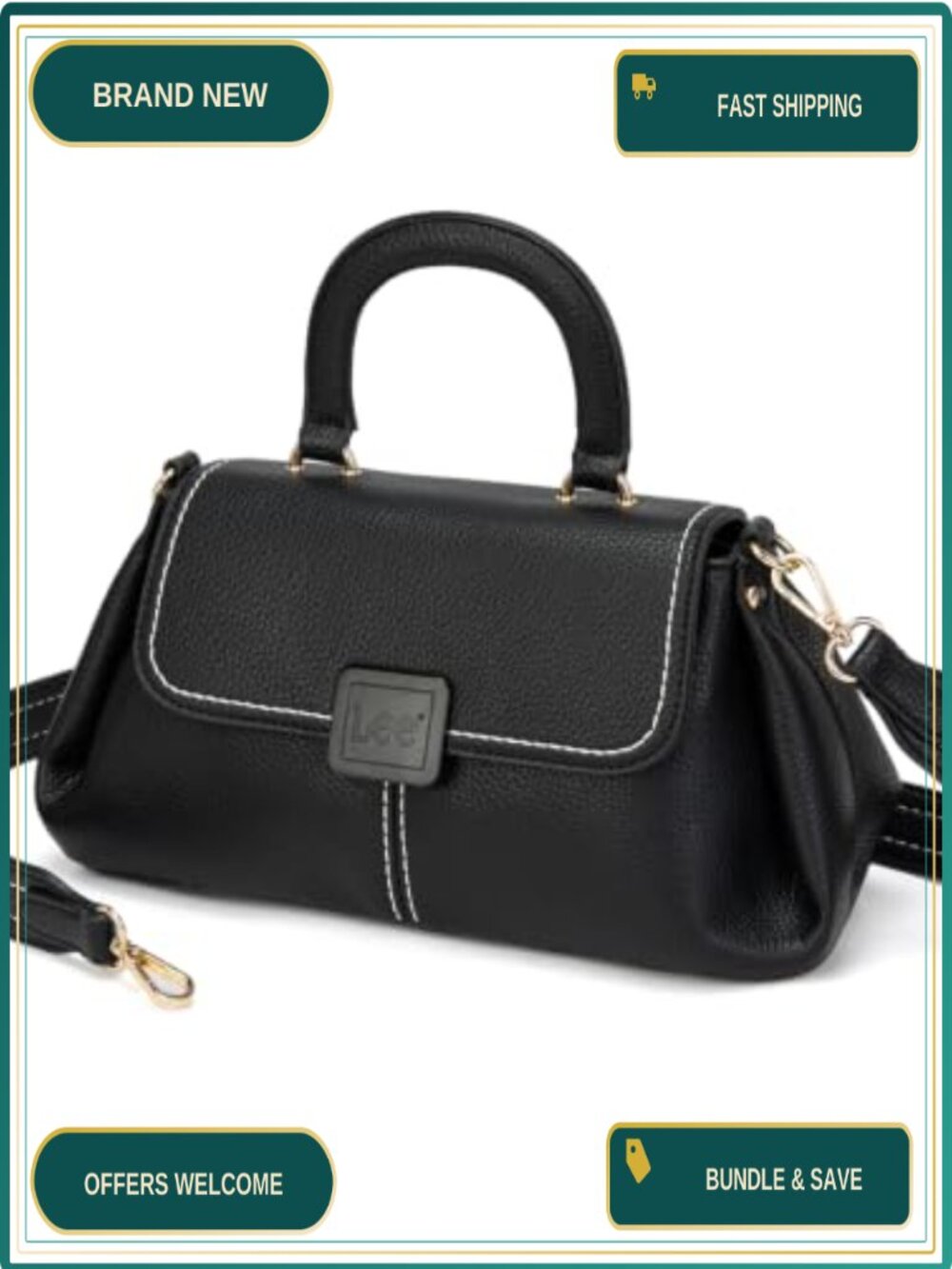 Vegan Leather Satchel Crossbody Bag Top Handle Purse